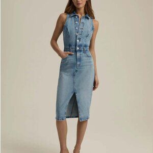 Favorite Daughter The Halter City Blue Denim Sleeveless Dress. Santa Barbara 24